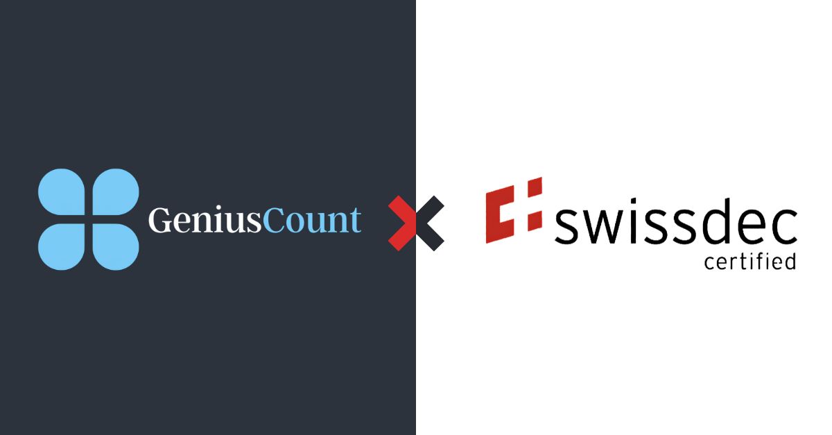 GeniusCount est officiellement certifié Swissdec depuis le 22 juin 2026 !